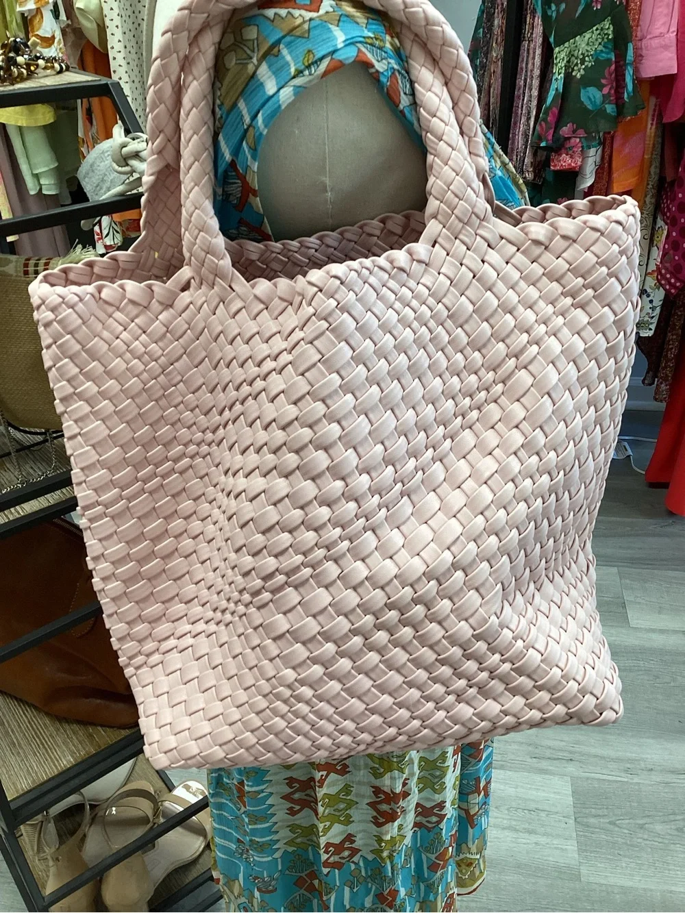 Handwoven Pink Tote Bag - Unbranded